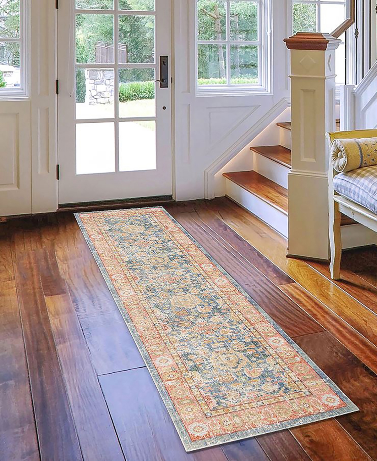 Amer Rugs Century Cen-15 Navy/ Pink 2'6" x 8' Runner Rug