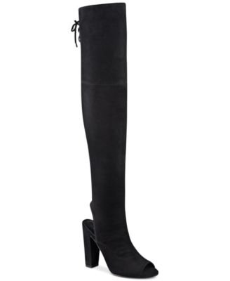 GUESS Women s Galle Over The Knee Peep Toe Boots Macy s