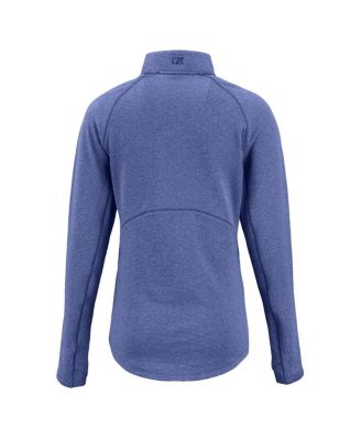 Women's Heather Royal New England Patriots Peshastin Eco Fleece Tri-Blend Raglan Half-Zip Jacket