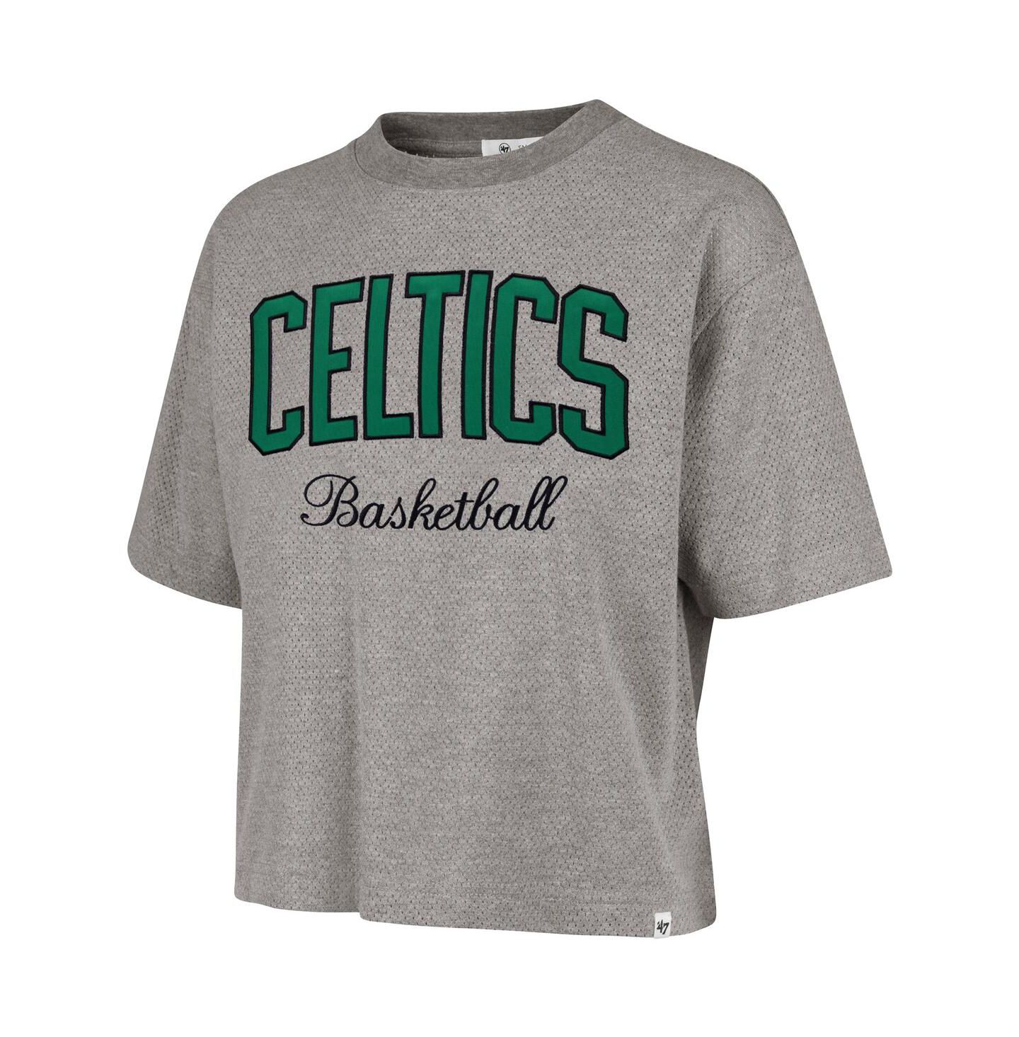 Женская футболка '47 Brand Gray Boston Celtics Pivot Drop Needle Cropped — фото 2