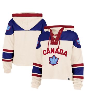 Women's Cream Hockey Canada Cropped Superior Lacer Hoodie