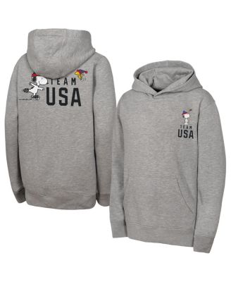 Big Boys and Girls Heather Gray Team USA x Peanuts Spirit Hoodie