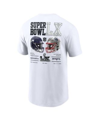 Men's White New England Patriots vs. Seattle Seahawks Super Bowl LX Dueling T-Shirt
