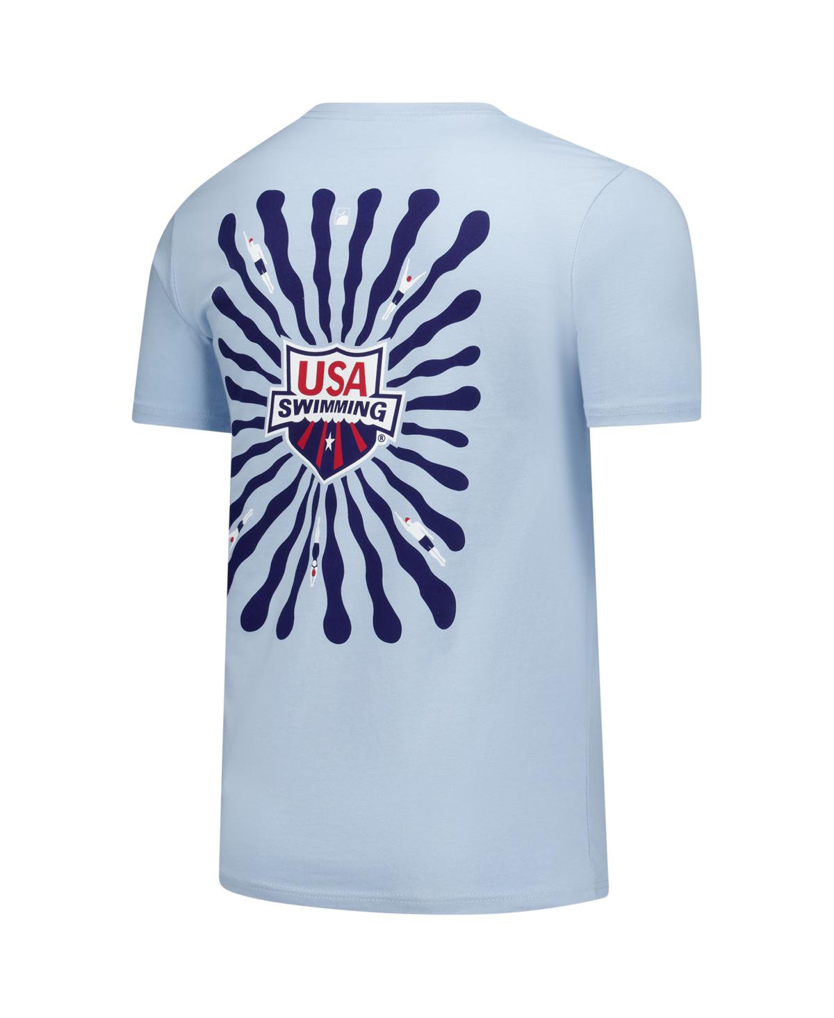 Flomotion Men's Women's Light Blue Usa Swimming Swim Meet 2.0 T-Shirt
