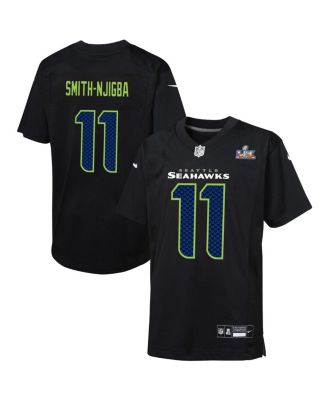 Big Boys and Girls Jaxon Smith-Njigba Black Seattle Seahawks Super Bowl LX Patch Carbon Fashion Game Jersey