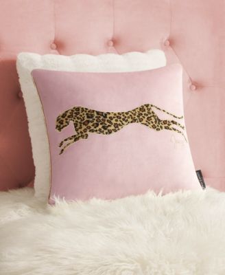 Embroidered Velvet Cheetah Decorative Pillow, 18" x 18"