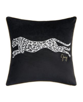 Embroidered Velvet Cheetah Decorative Pillow, 18" x 18"