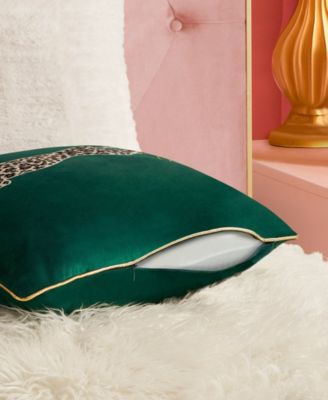 Embroidered Velvet Cheetah Decorative Pillow, 18" x 18"