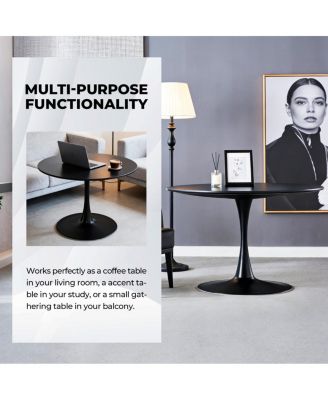  Tulip Dining Table - Mid-century Round MDF Top, Seats 4-6