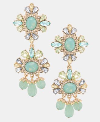 Stone Cluster Flower Chandelier Earrings
