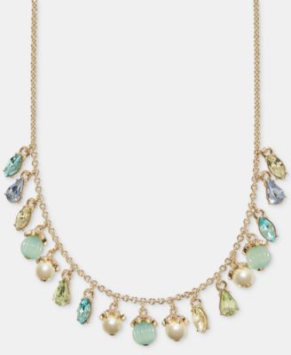 Crystal & Imitation Pearl Shaky Statement Necklace, 16" + 3" extender
