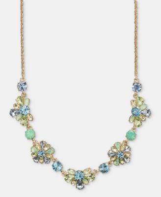 Crystal Cluster Flower Statement Necklace, 16" + 3" extender
