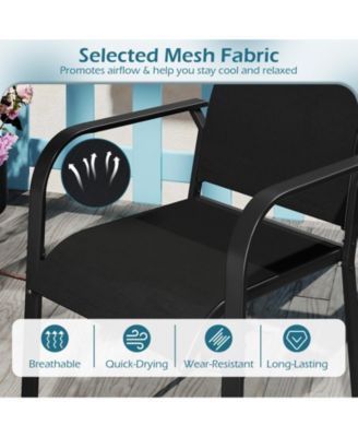 Patio Dining Chairs Set of 4 w/Metal Frame Breathable Mesh Fabric Backrest