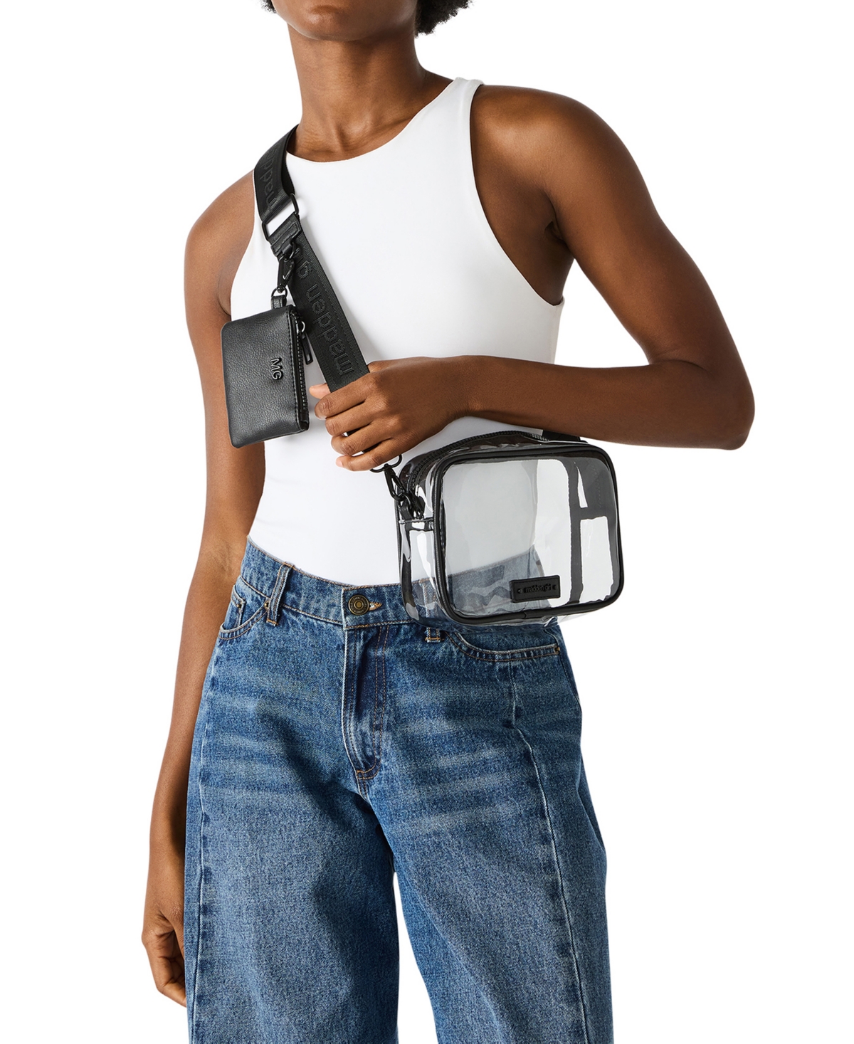 Madden Girl Ryann Clear Vinyl Camera Crossbody Bag