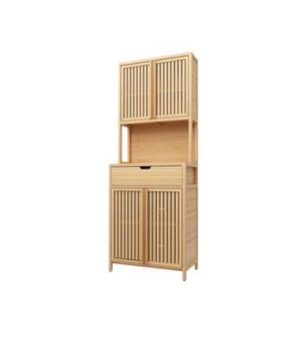 72-Inch Tall Double-Door Bamboo High-Capacity Storage Cabinet