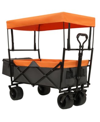 Collapsible Wagon with Canopy, Heavy Duty Utility Cart with All-Terrain Wheels, Large Capacity for Camping, Shopping and Garden