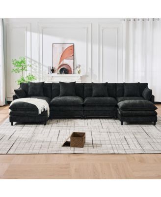 140.9 Inch U-Shaped Modular Sectional Sofa with 2 Ottomans