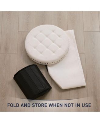 Large 20" Round Collapsible Storage Ottoman with Nailhead Trim