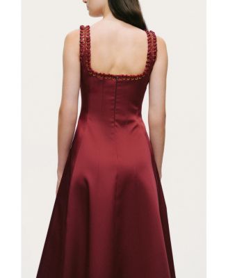 Women's Embellished Square-Neck Midi Dress