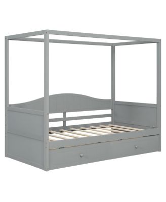 Twin Size Canopy Day Bed with 2 Drawers