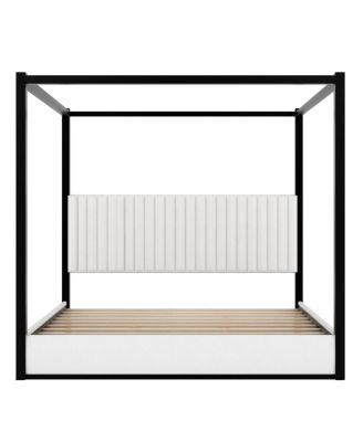 King Size Upholstery Canopy Platform Bed with Headboard