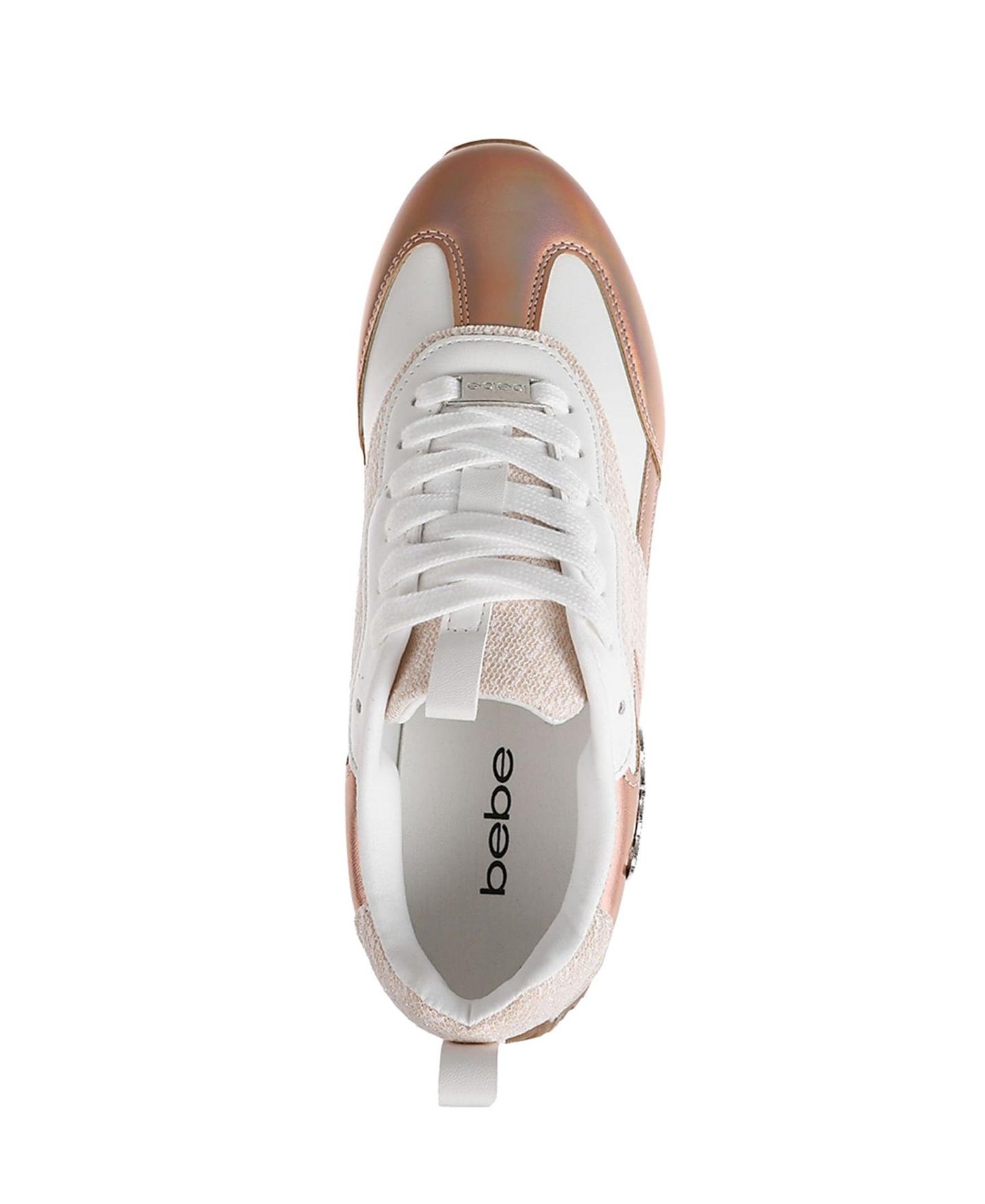 Женские кроссовки Bebe Sneaker with Lurex Upper and bebe Rhinestone Hardware, цвет: Розовое золото — фото 5