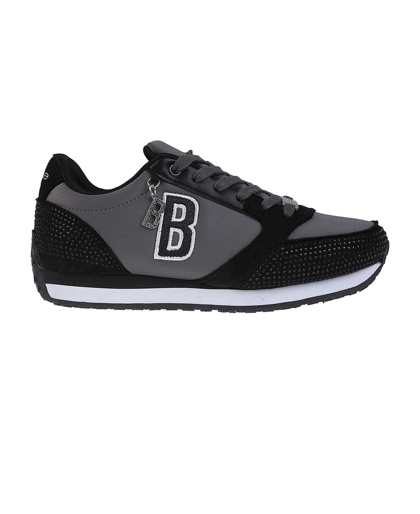 Женские кроссовки Bebe Sneaker with Embellised Upper and Dangle Charm, цвет: Чёрный / Серый — фото 2