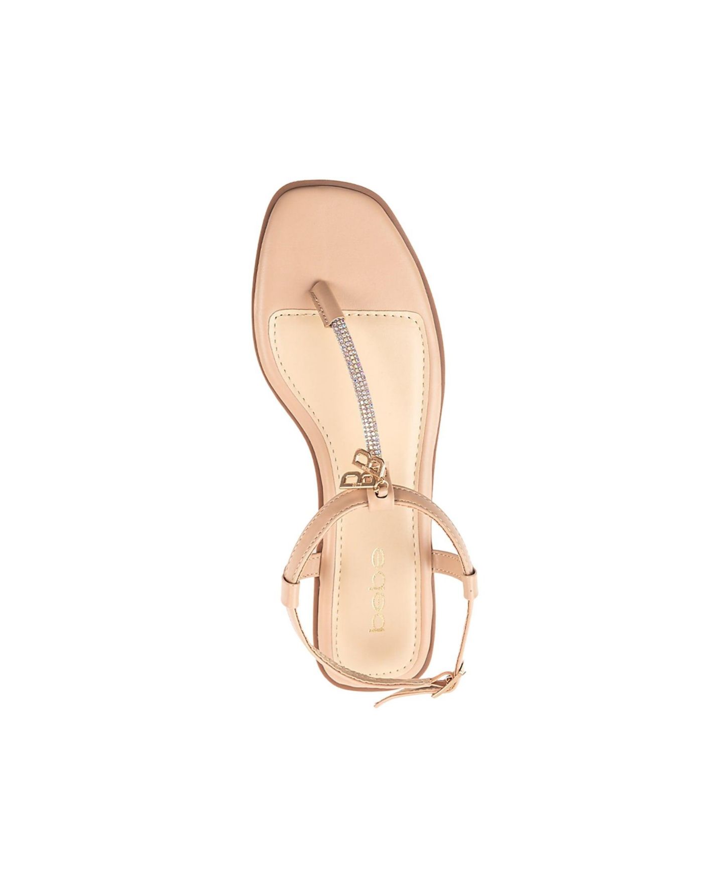 Женские сандалии Bebe Fashion with T-Strap Upper, Rhinestones and Dangle Charms, цвет: Рыжевато-коричневый — фото 6