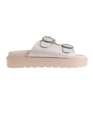 Women's with Rhinestone Round Buckles and Dangles B Charm Sandal