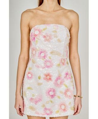 Women's Floral Sequin Lace Mini Dress