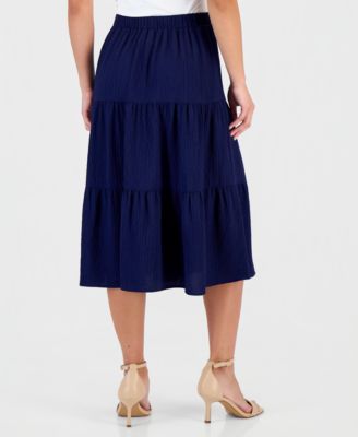 Petite Pull-On Tiered Midi Skirt