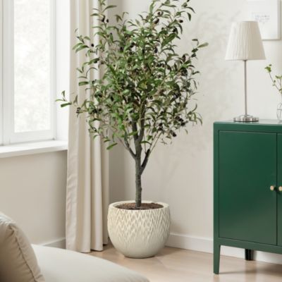 Antique 14.17" Round Planter, Deep-to-Light Gradient Texture, Tapered Design