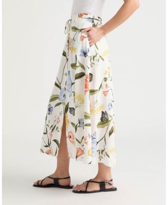 Women's Button Front Flared Skirt