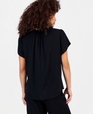 Petite Textured Tulip-Sleeve Top