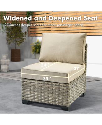 9 Pieces Wicker Outdoor Patio Furniture Set,Rattan Modular Sectional Sofa,Outside Swivel Rocking Chairs Coversation Set with Side Table