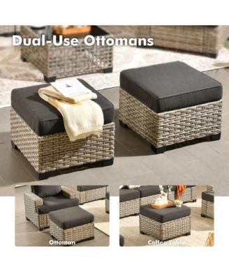 9 Pieces Wicker Outdoor Patio Furniture Set,Rattan Modular Sectional Sofa,Outside Swivel Rocking Chairs Coversation Set with Side Table