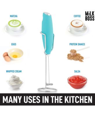 Milk Boss Powerful Milk Frother Handheld With Upgraded Holster Stand - Coffee Frother Electric Handheld Foam Maker