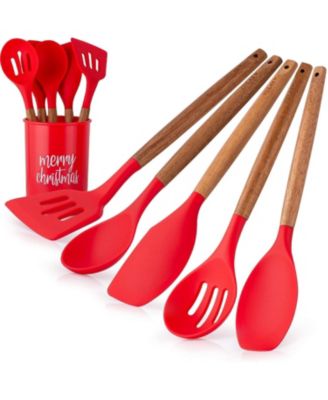 5-Piece Non-Stick Silicone & Acacia Wood Cooking Utensil Set with Holder
