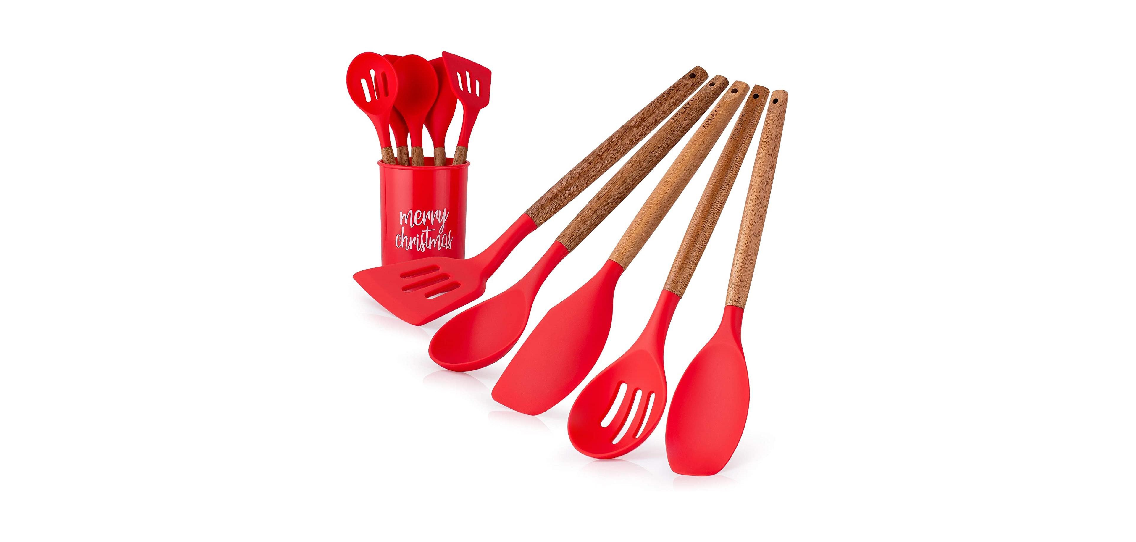 Zulay Kitchen Christmas Silicone Spatula with Utensil Holder