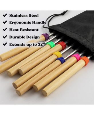 7 Pack Smores Extendable Sticks for Fire Pit - Perfect Smore Skewers & Hot Dog Forks for Campfires, Camping Essentials