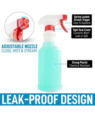 Heavy Duty Cleaning Spray Bottle Set with Adjustable Nozzle & Spring Loaded Trigger (4 Pack, 16oz)