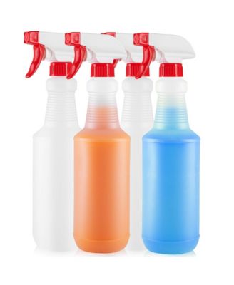 Heavy Duty Cleaning Spray Bottle Set with Adjustable Nozzle & Spring Loaded Trigger (4 Pack, 32oz)