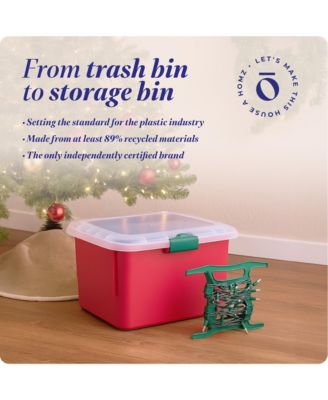 Products Holiday Christmas Light Storage Box Bin with 4 Cord Wrap Organizers