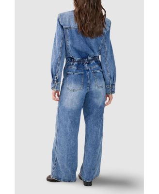 Women's Denim Shoulder Pad Boilersuit