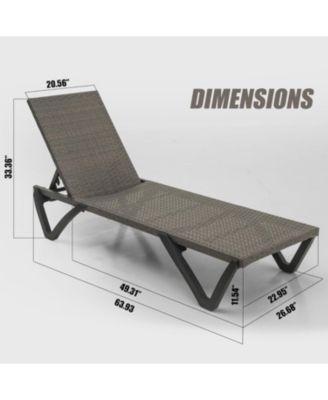 Pool Lounge Chairs Set of 2, Wicker Adjustable Outdoor Chaise Lounge with Wheels, Poolside Chairs