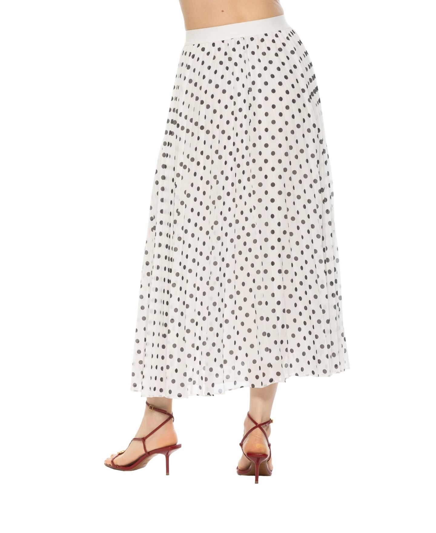 Женская юбка Alexia Admor Kesia Midi Pleated, цвет: Слоновая кость в горошек — фото 3