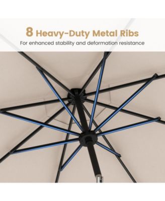 10 FT Solar Patio Umbrella w/96 Multi-colored LED Lights & 9 Modes Vented Top