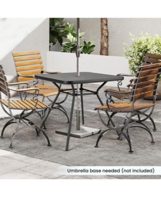 32'' Patio Dining Table w/ 1.6'' Umbrella Hole & Lid DPC Tabletop for Backyard