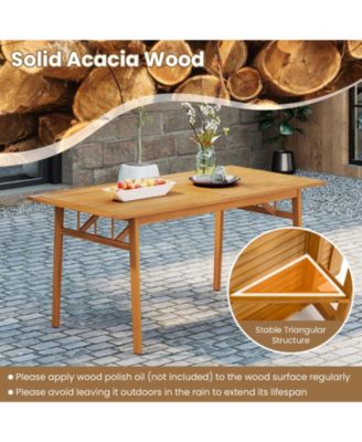 3PCS Patio Dining Set Rectangular Picnic Table & 2 Benches w/1.97'' Umbrella Hole