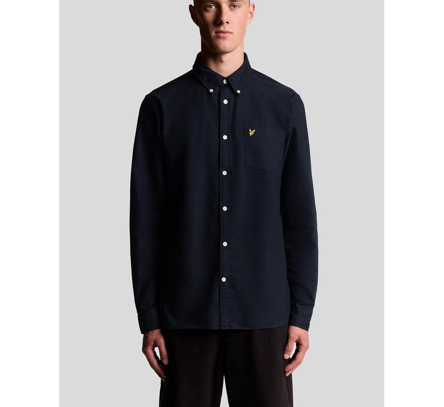 Мужская рубашка Lyle & Scott Plain Oxford, цвет: Тёмный тёмно-синий — фото 7
